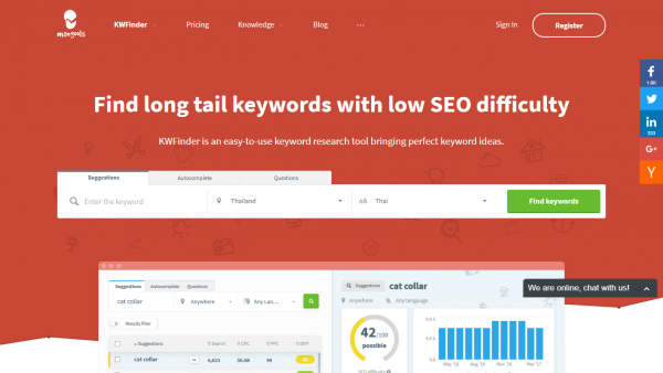 KW Finder - ปรับคอนเทนต์ ด้วย SEO - หา keywords