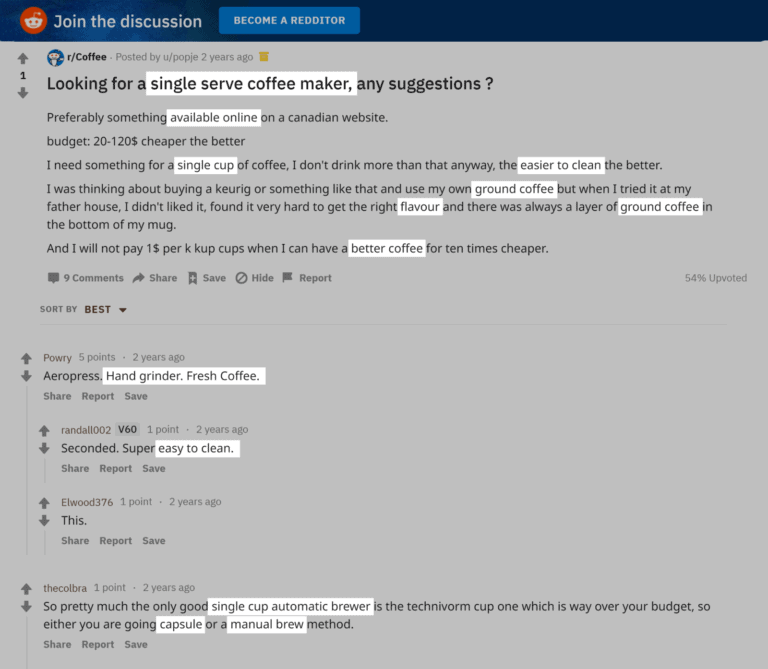 Reddit’s coffee community - การทำ Content Marketing สำหรับเว็บไซต์อีคอมเมิร์ซ