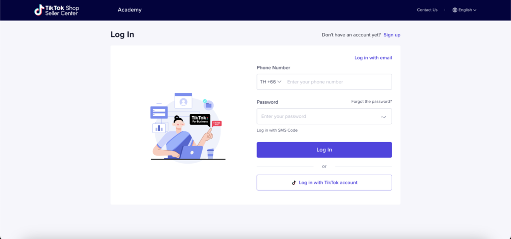 4Log in TikTok Shop